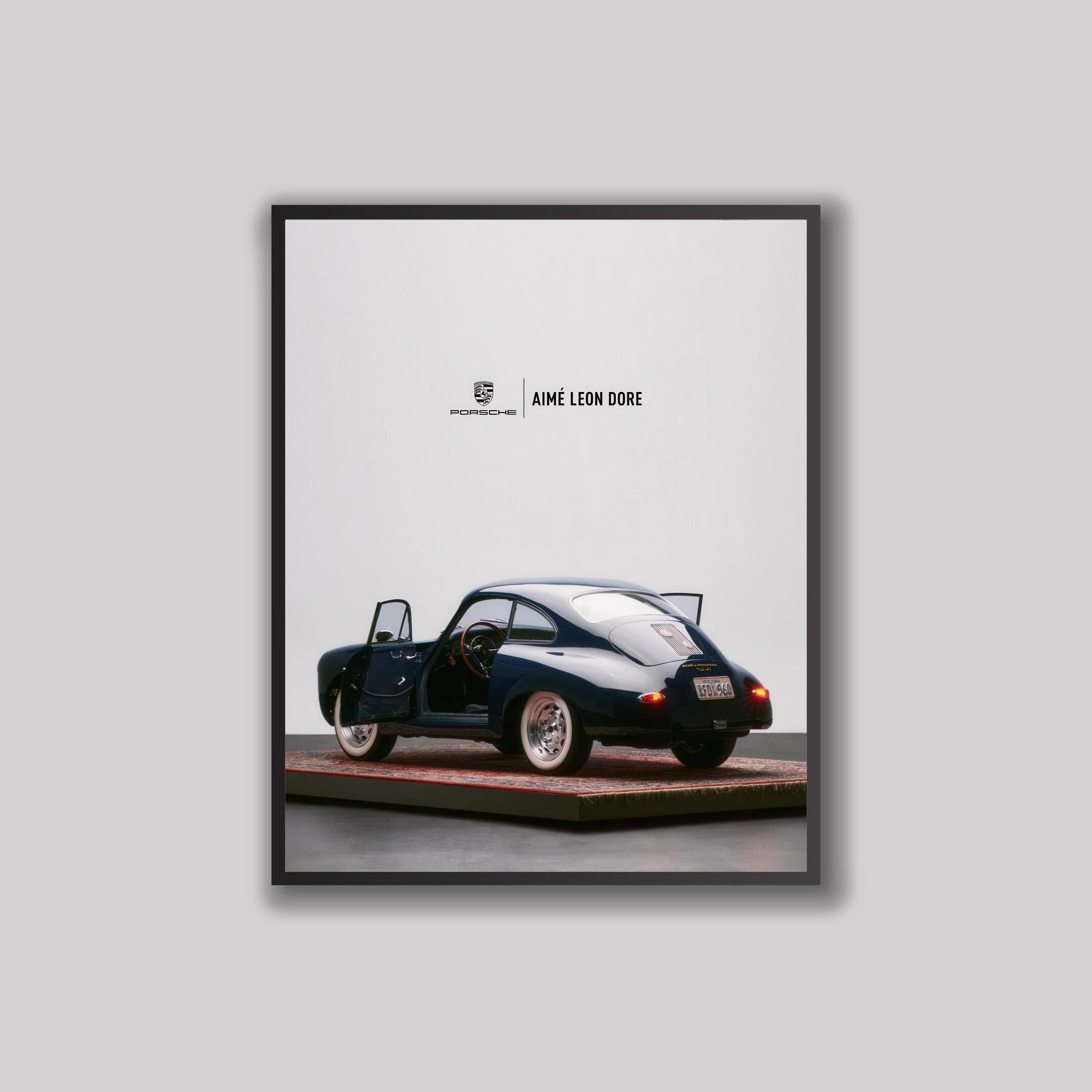 Pinterest Affiche vintage Porsche x Aimé Leon Dore 2023 « Porsche 356B 1960 », magazine publicitaire, affiche de voiture, impression de voitures anciennes