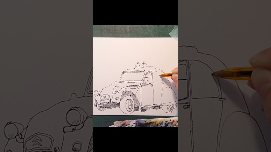 Dessiner une Citroen 2CV – CIRCUIT DES REMPARTS #shorts #aquarelle #drawing #watercolor #oldcars (Youtube)