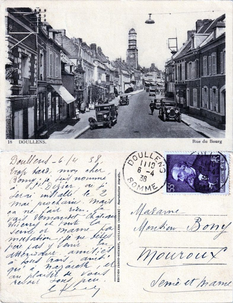 Doullens – Rue du Bourg – 1938 (voitures anciennes seine et marne)