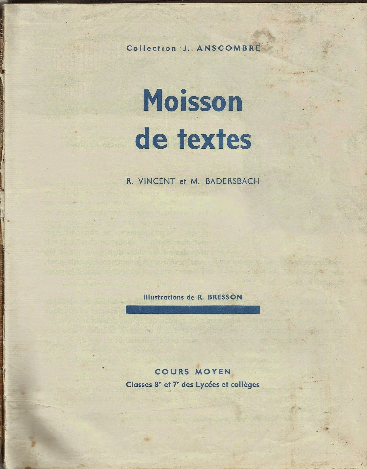 Pinterest Vincent, Badersbach, Moisson de textes Cours Moyen (1964)