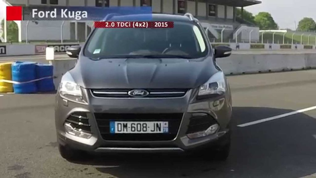 Sur Youtube: Ford Kuga 2.0 TDCi : 0 à 100 km/h sur le circuit de Montlhéry – AutoMoto 2015(circuit montlhery 100 ans)