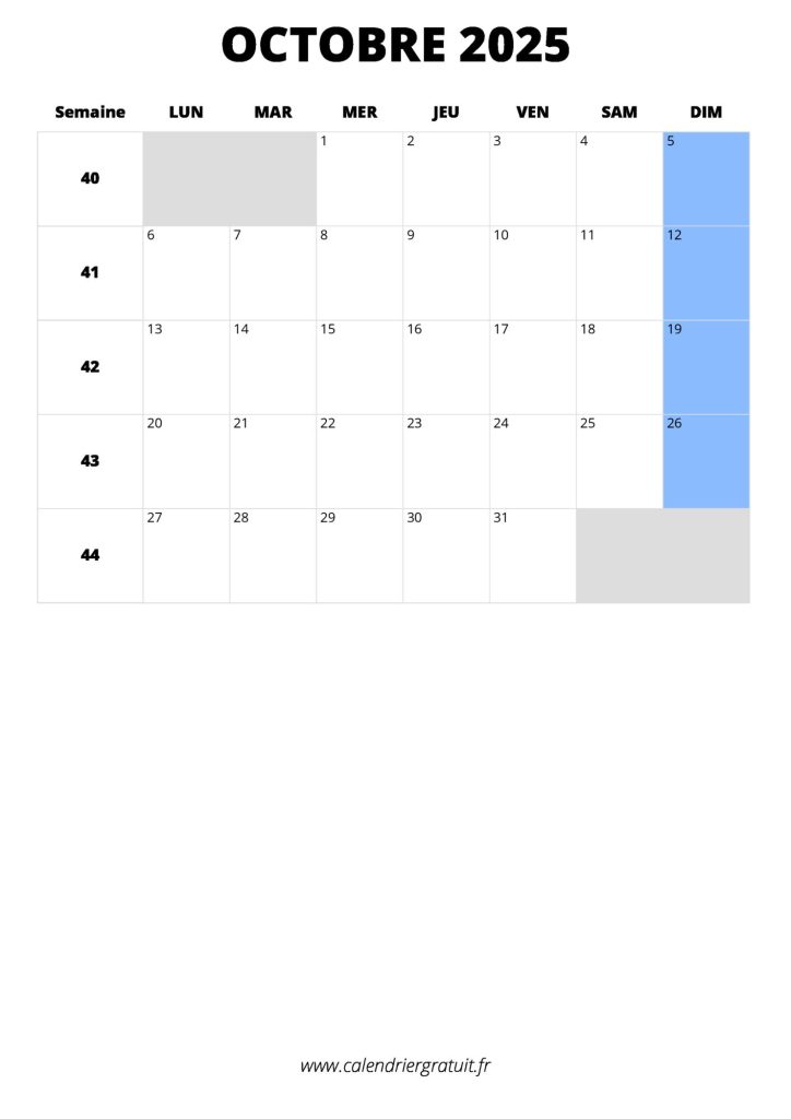 calendrier octobre 2025 format portrait (circuit montlhery 12 octobre)