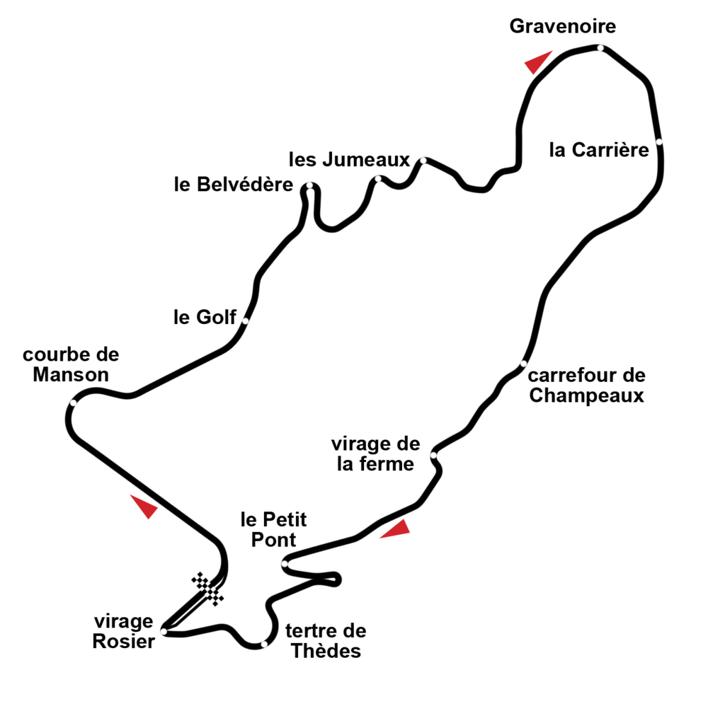 Tracé du circuit de Charade (circuit montlhery 100 ans)