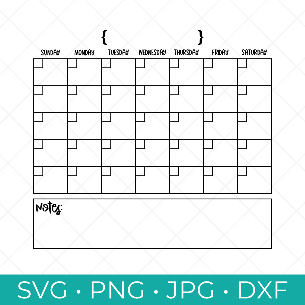 Pinterest Monthly Calendar SVG Free Cut File