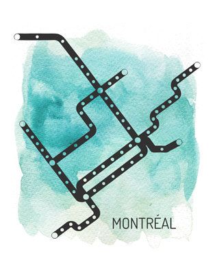 Pinterest Métro de Montréal - Affiche urbaine digital , art , déco ville - Etsy France