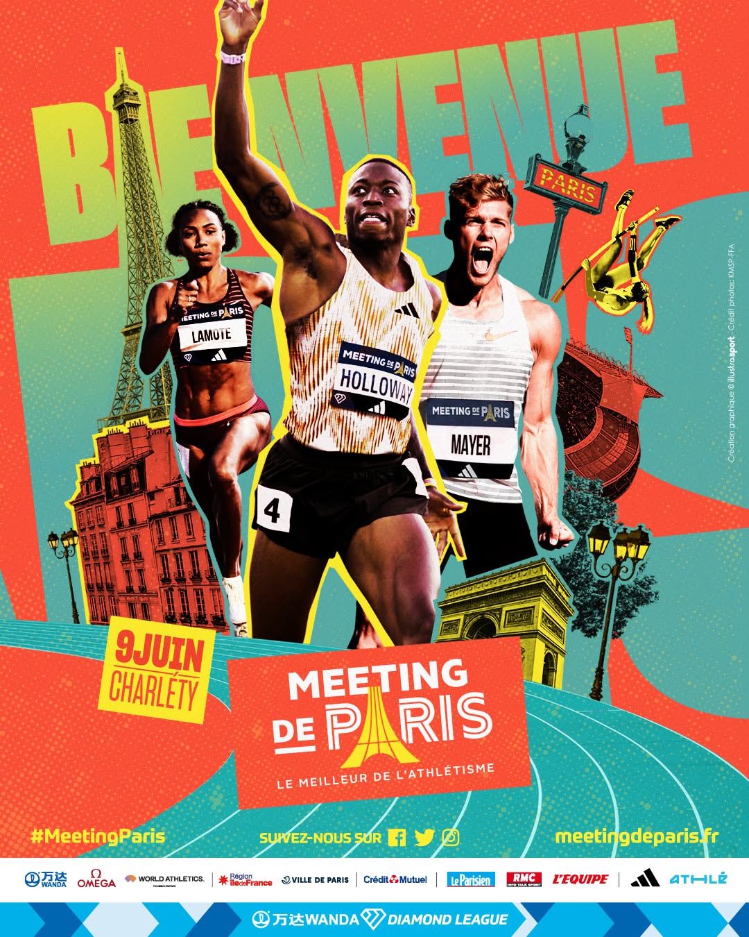 Pinterest Grant Holloway, Kevin Mayer and Rénelle Lamote at Meeting de Paris