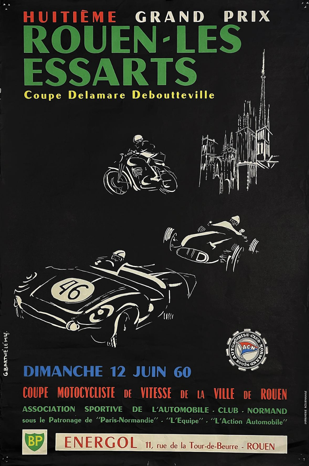 Pinterest Sold at Auction: BARTHELEMY G., 8 ème Grand Prix Rouen Les Essarts 12 juin 1960 Coupe Delamare Deboutteville