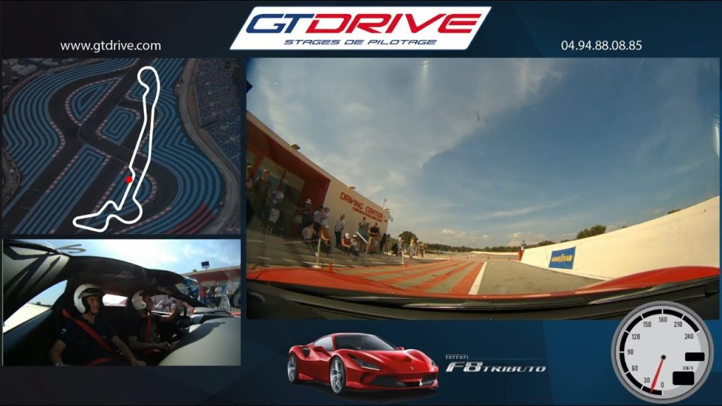 4 tours &agrave; bord d&rsquo;une Ferrari F8 sur circuit GT Drive au Castellet Paul Ricard (Youtube)